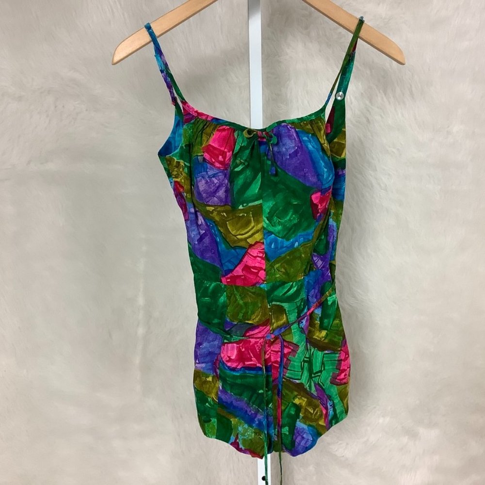 Vintage 50s 60s Abstract Tropical One Piece Bathing Suit Sirena California XS